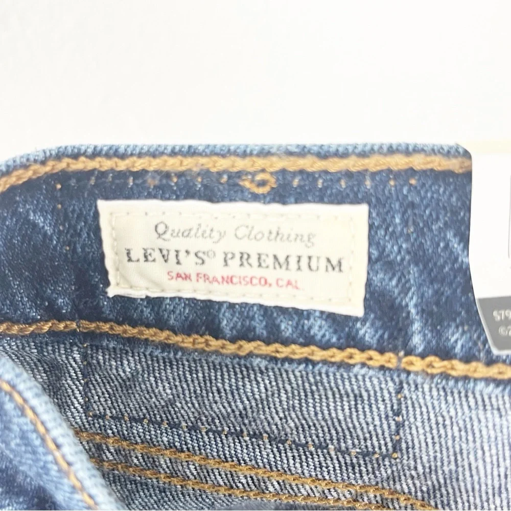 LEVI’S High Rise Button Fly Wedgie Straight Premium Denim Blue Jeans, Size 32 - Picture 7 of 16